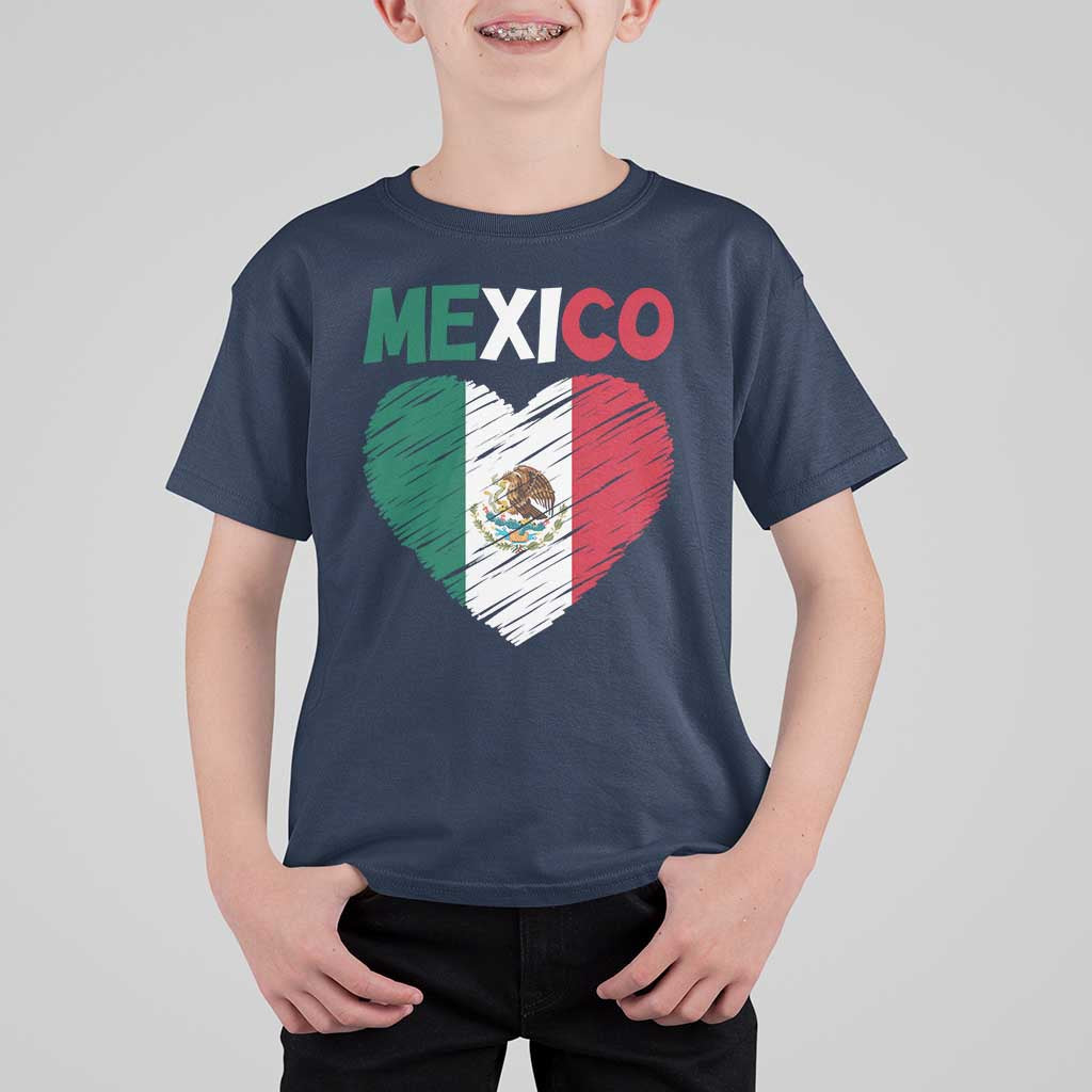 Mexican Flag Heart Mexico City Independence Day Gift T Shirt For Kid
