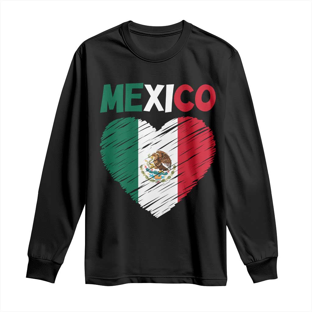 Mexican Flag Heart Mexico City Independence Day Gift Long Sleeve Shirt
