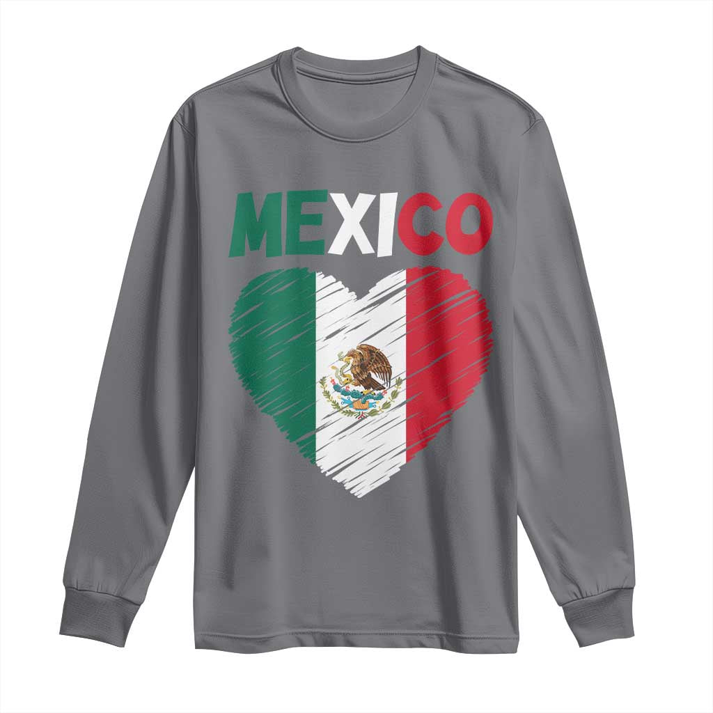Mexican Flag Heart Mexico City Independence Day Gift Long Sleeve Shirt