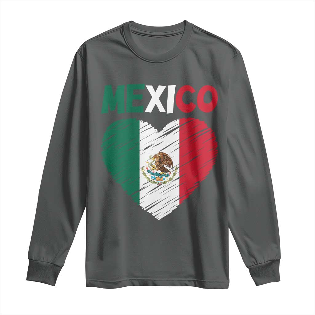 Mexican Flag Heart Mexico City Independence Day Gift Long Sleeve Shirt