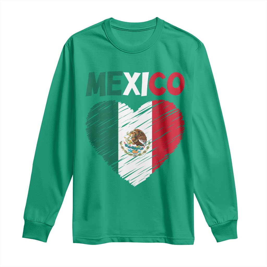 Mexican Flag Heart Mexico City Independence Day Gift Long Sleeve Shirt