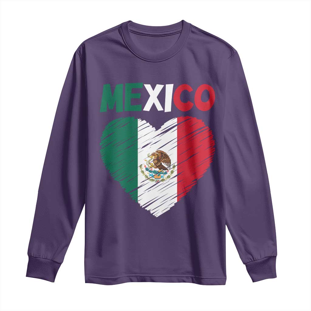 Mexican Flag Heart Mexico City Independence Day Gift Long Sleeve Shirt