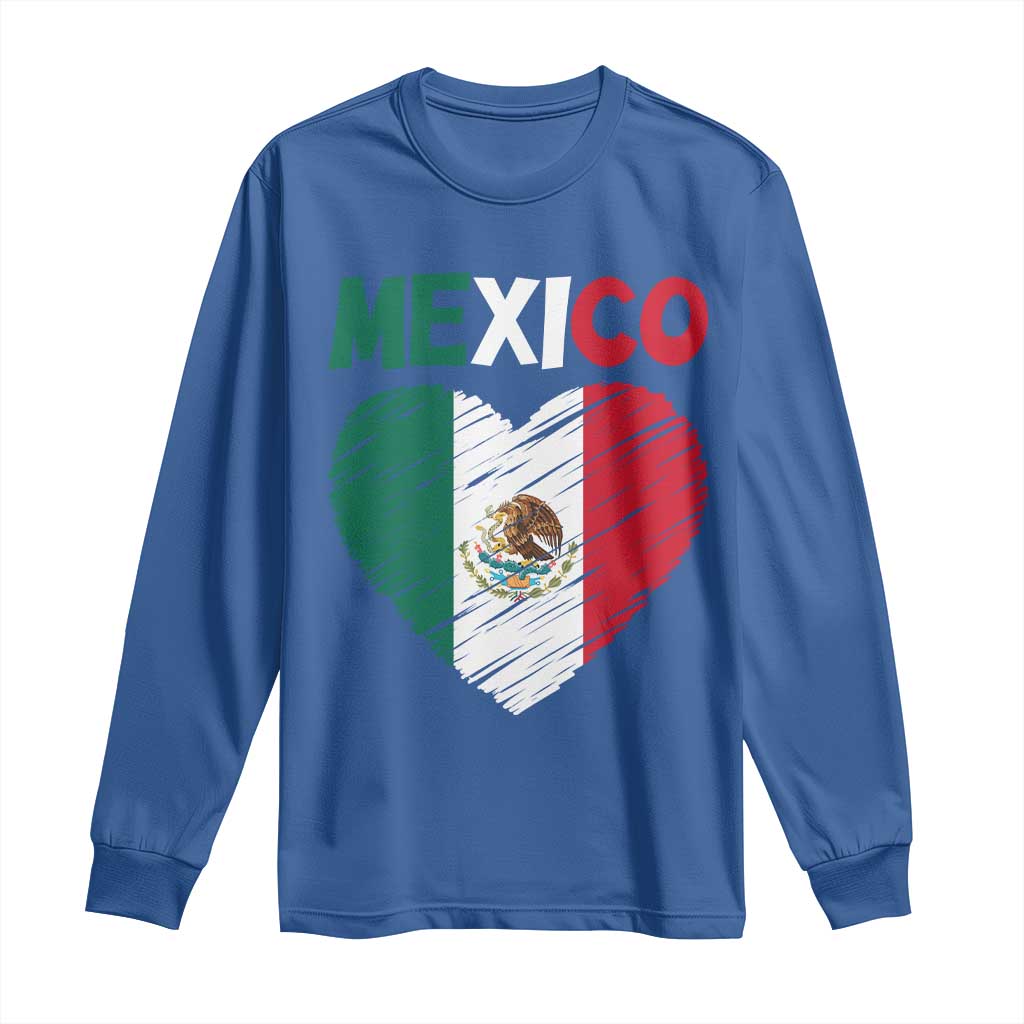 Mexican Flag Heart Mexico City Independence Day Gift Long Sleeve Shirt
