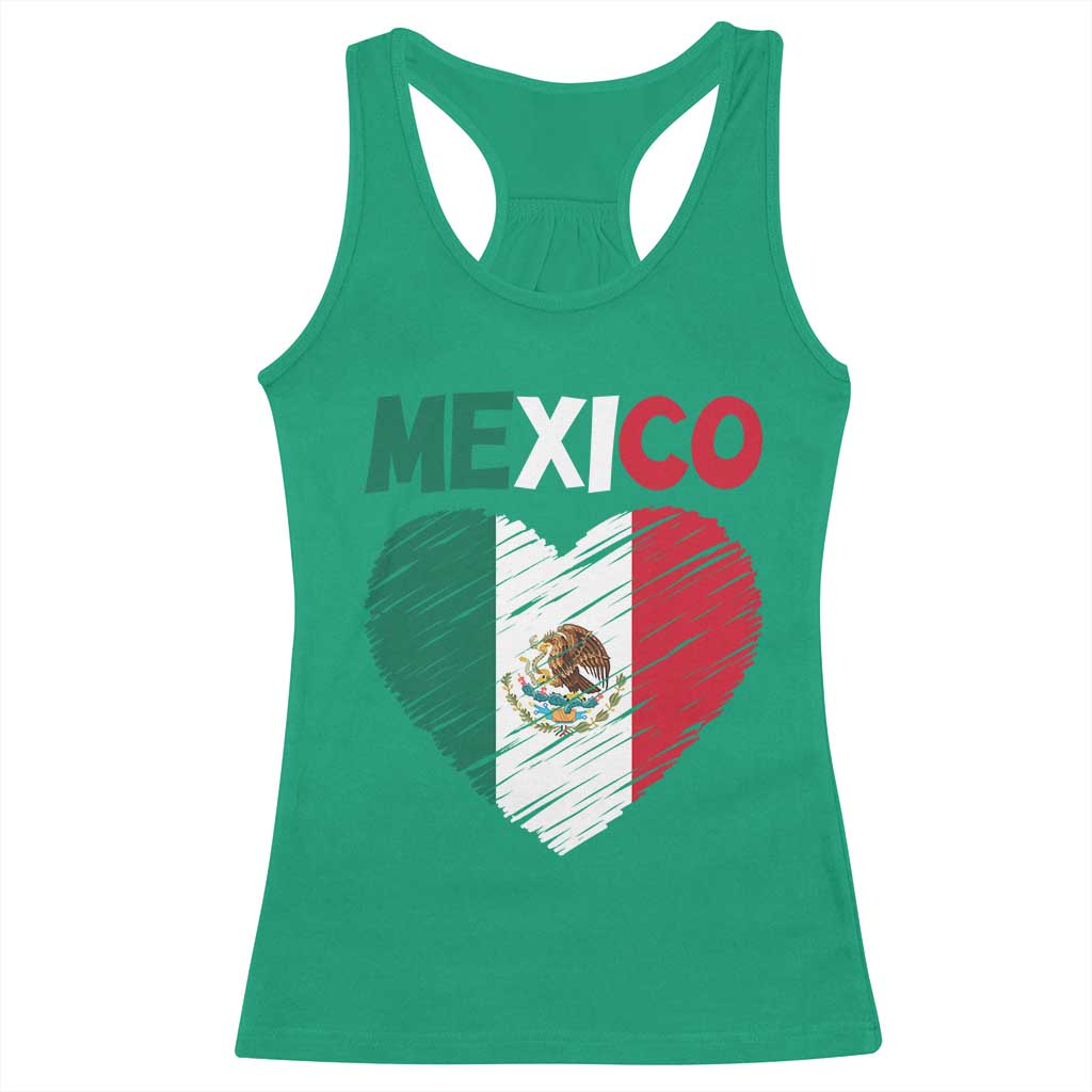 Mexican Flag Heart Mexico City Independence Day Gift Racerback Tank Top