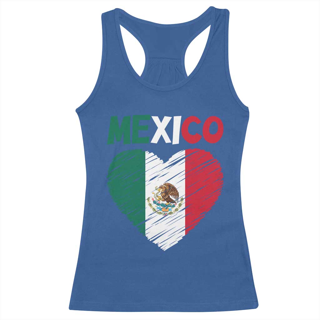 Mexican Flag Heart Mexico City Independence Day Gift Racerback Tank Top