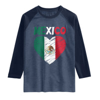 Mexican Flag Heart Mexico City Independence Day Gift Raglan Shirt