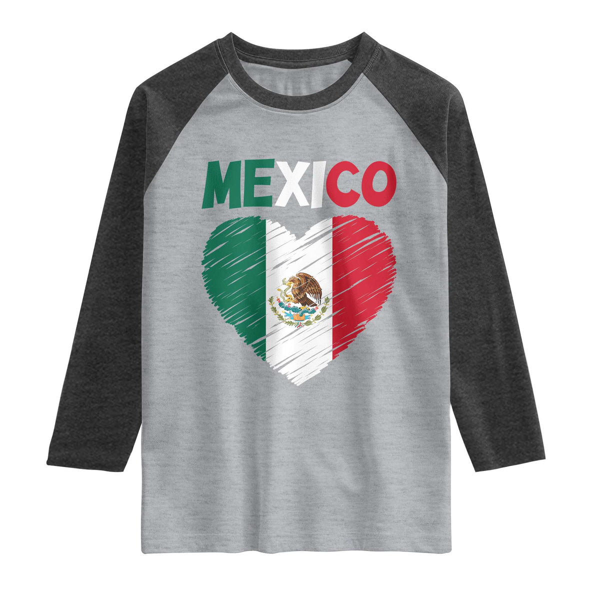 Mexican Flag Heart Mexico City Independence Day Gift Raglan Shirt