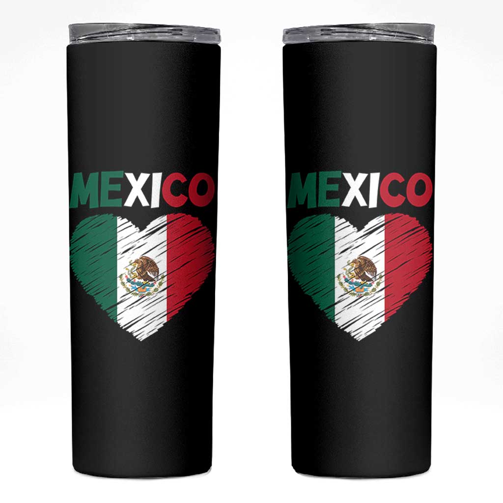 Mexican Flag Heart Mexico City Independence Day Gift Skinny Tumbler