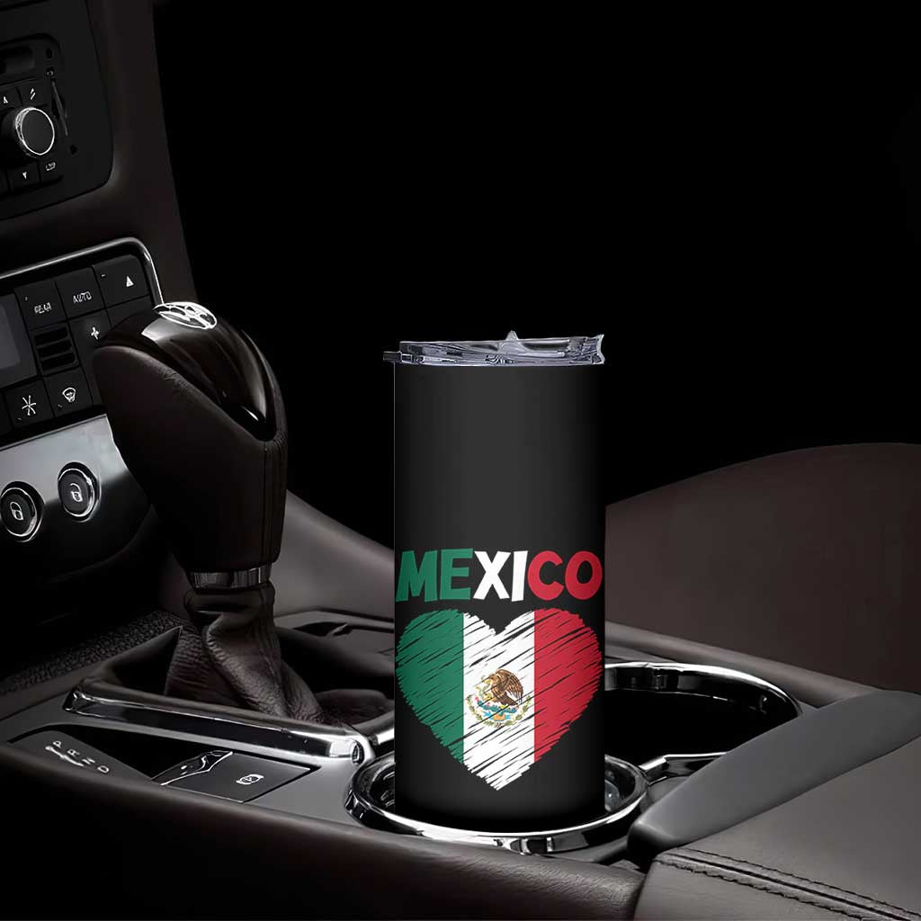 Mexican Flag Heart Mexico City Independence Day Gift Skinny Tumbler