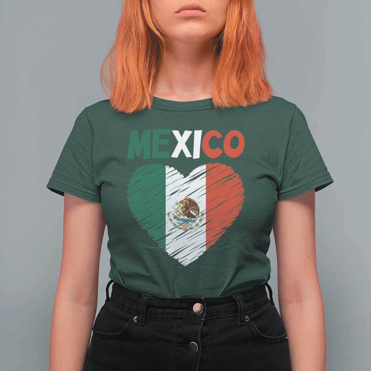 Mexican Flag Heart Mexico City Independence Day Gift T Shirt For Women