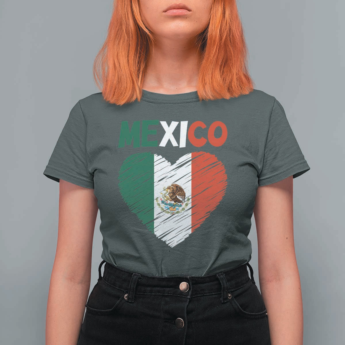 Mexican Flag Heart Mexico City Independence Day Gift T Shirt For Women