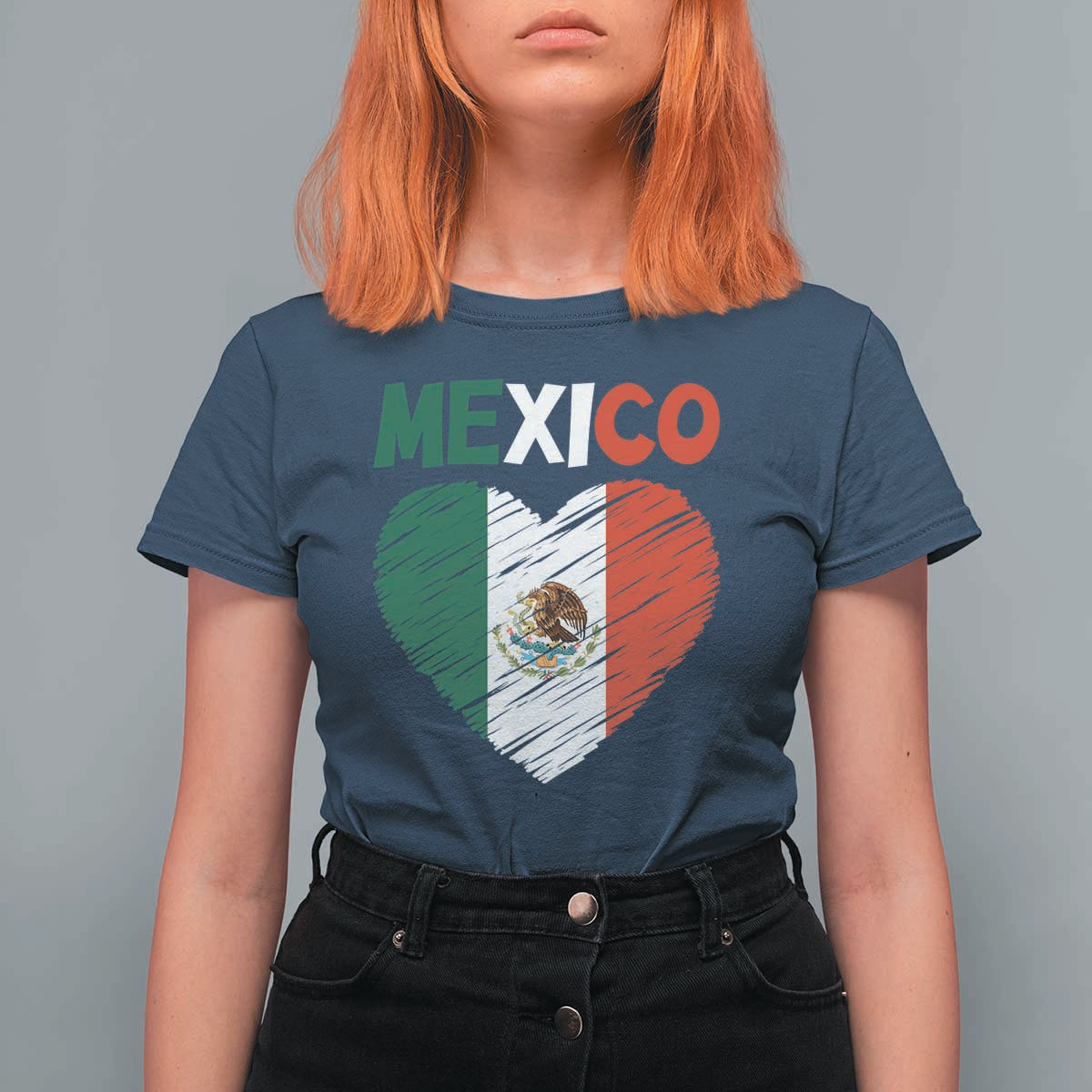 Mexican Flag Heart Mexico City Independence Day Gift T Shirt For Women