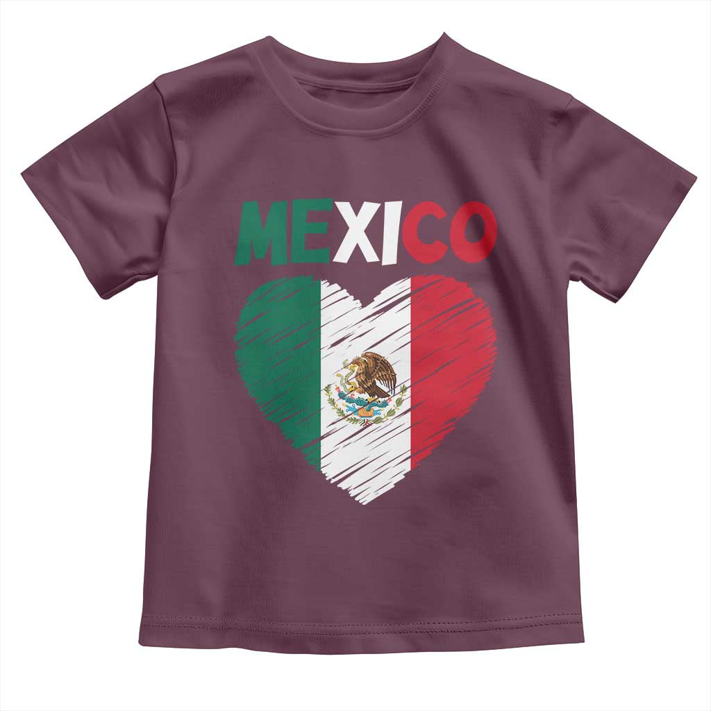 Mexican Flag Heart Mexico City Independence Day Gift Toddler T Shirt