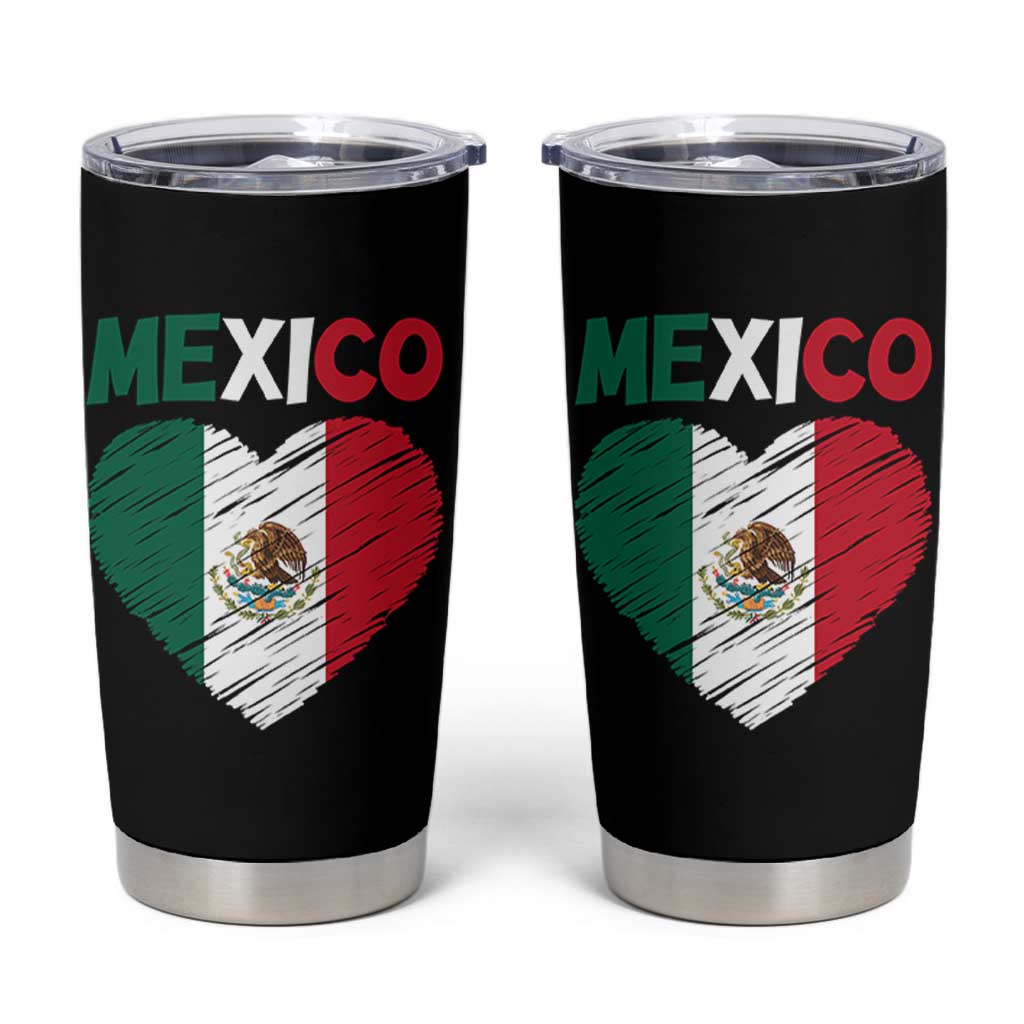Mexican Flag Heart Mexico City Independence Day Gift Tumbler Cup