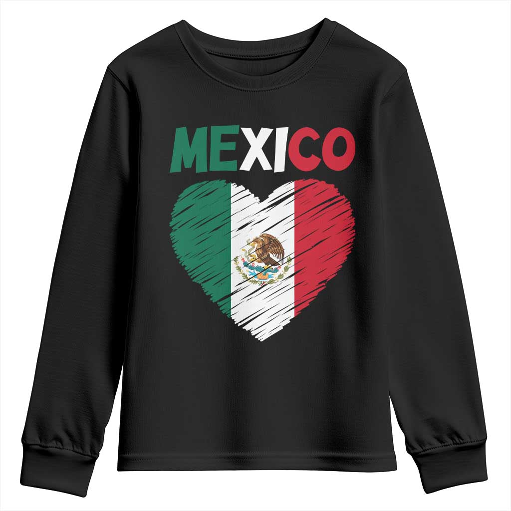 Mexican Flag Heart Mexico City Independence Day Gift Youth Sweatshirt