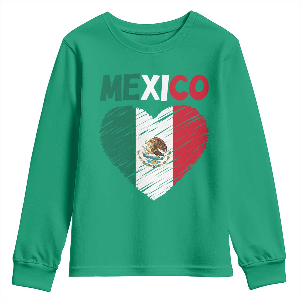 Mexican Flag Heart Mexico City Independence Day Gift Youth Sweatshirt