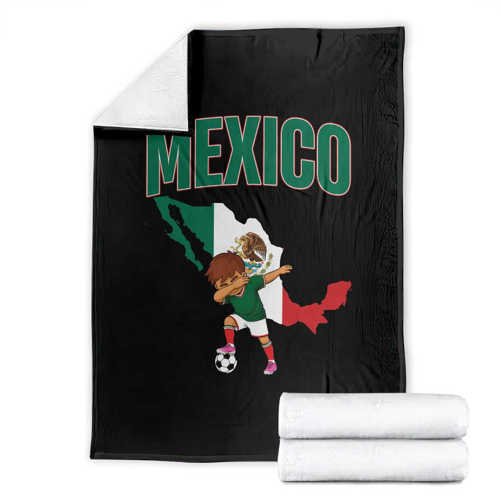 Mexico Soccer Boy Dabbing Boy Mexican Flag Map Throw Blanket
