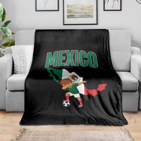 Mexico Soccer Boy Dabbing Boy Mexican Flag Map Throw Blanket