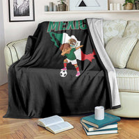 Mexico Soccer Boy Dabbing Boy Mexican Flag Map Throw Blanket