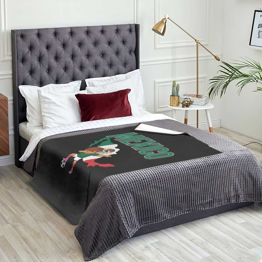 Mexico Soccer Boy Dabbing Boy Mexican Flag Map Throw Blanket