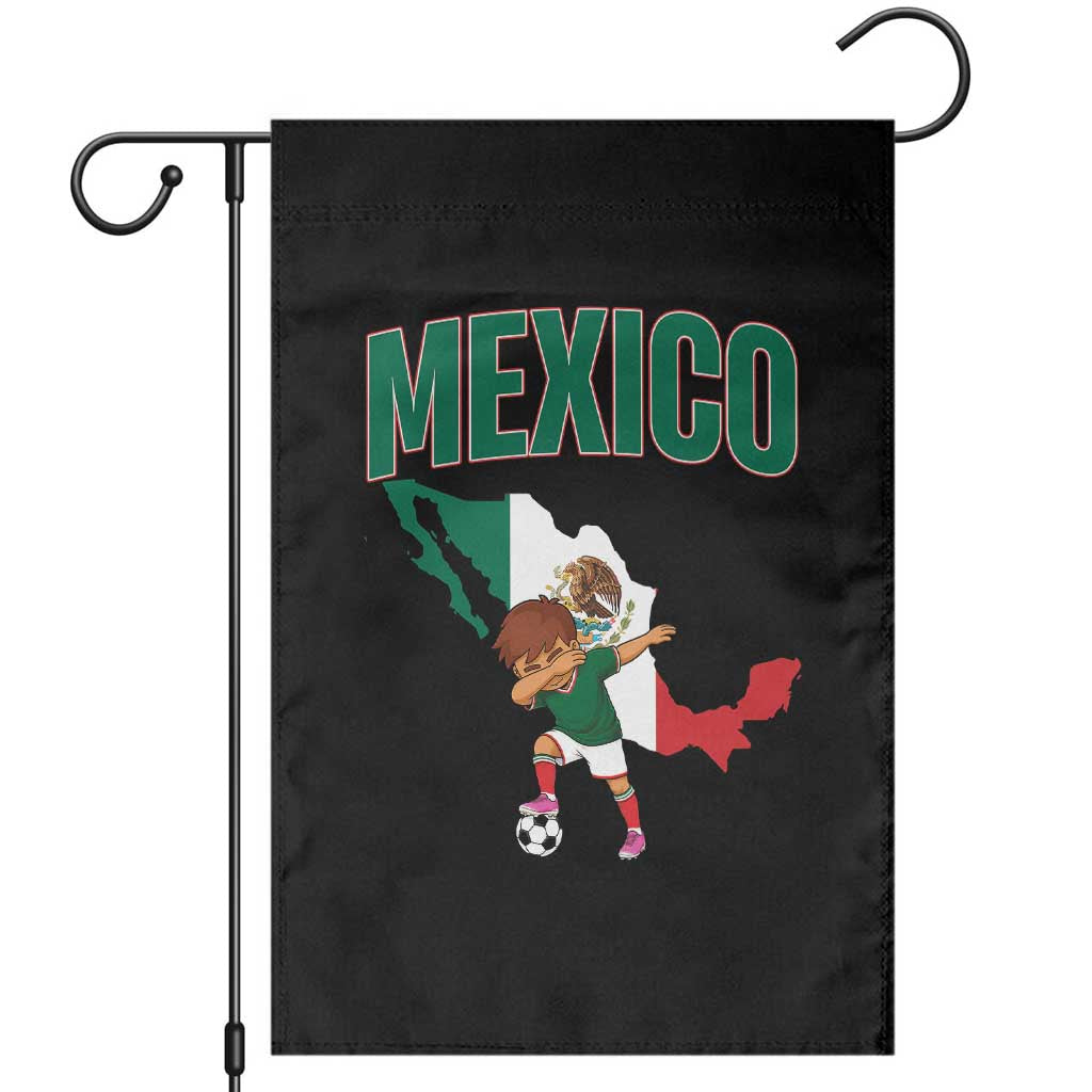 Mexico Soccer Boy Dabbing Boy Mexican Flag Map Garden Flag