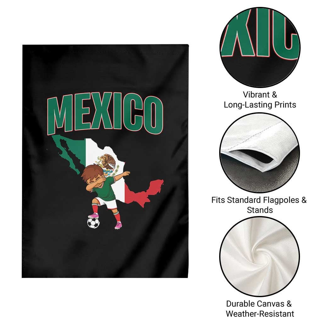 Mexico Soccer Boy Dabbing Boy Mexican Flag Map Garden Flag