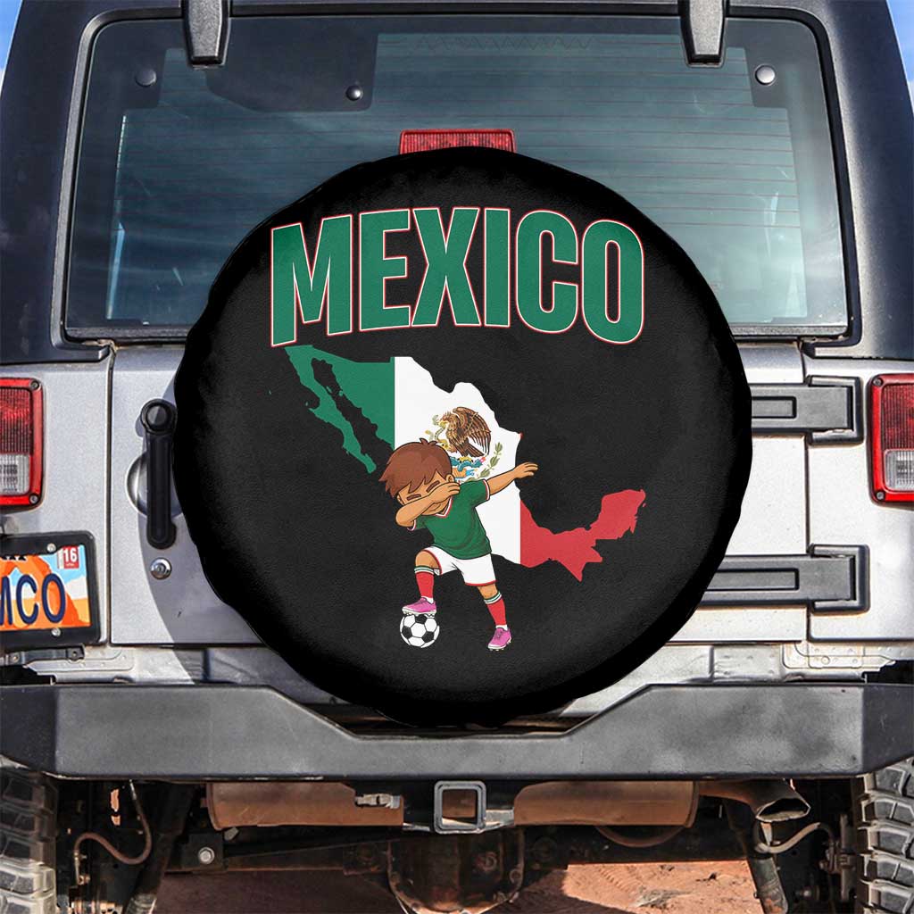Mexico Soccer Boy Dabbing Boy Mexican Flag Map Spare Tire Cover