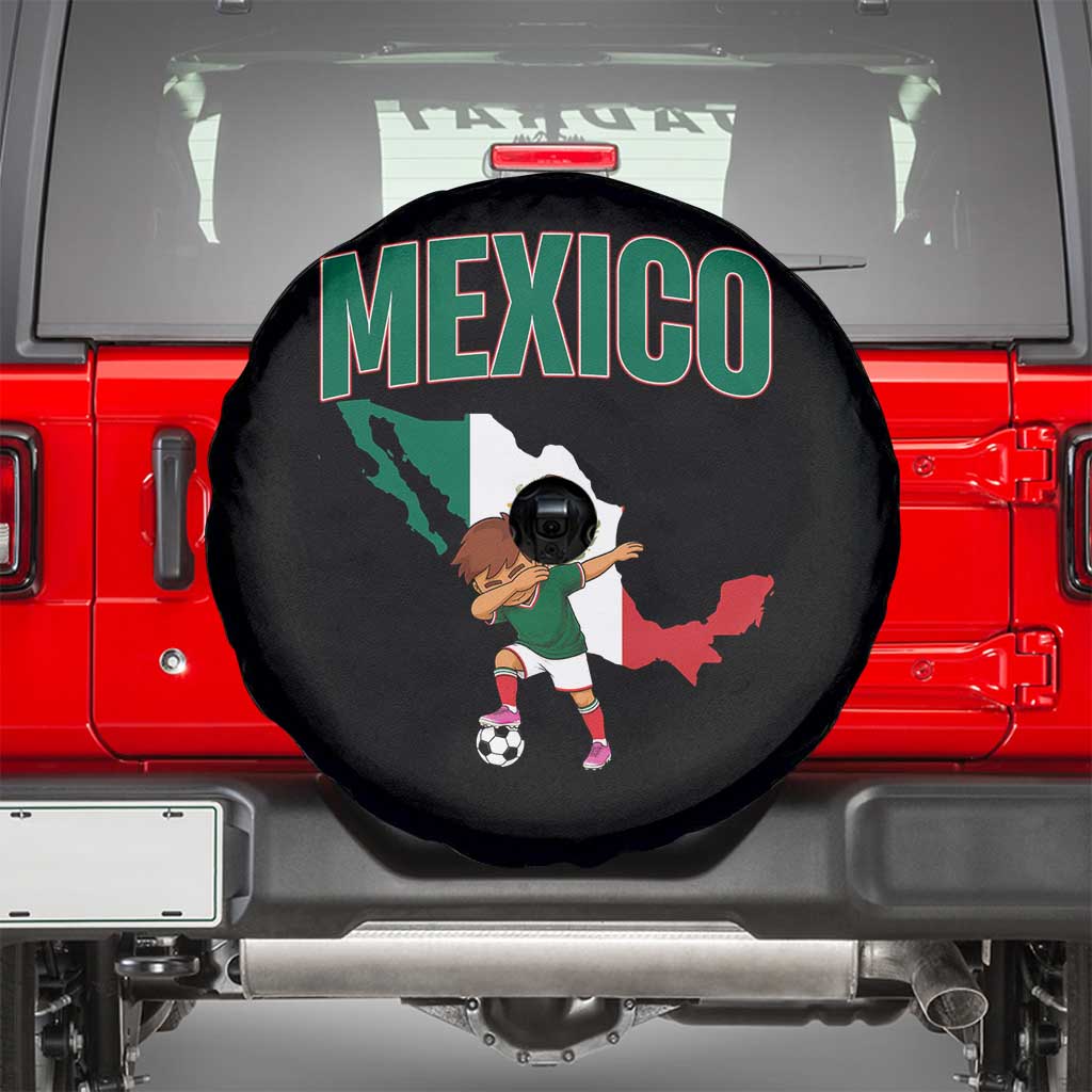 Mexico Soccer Boy Dabbing Boy Mexican Flag Map Spare Tire Cover
