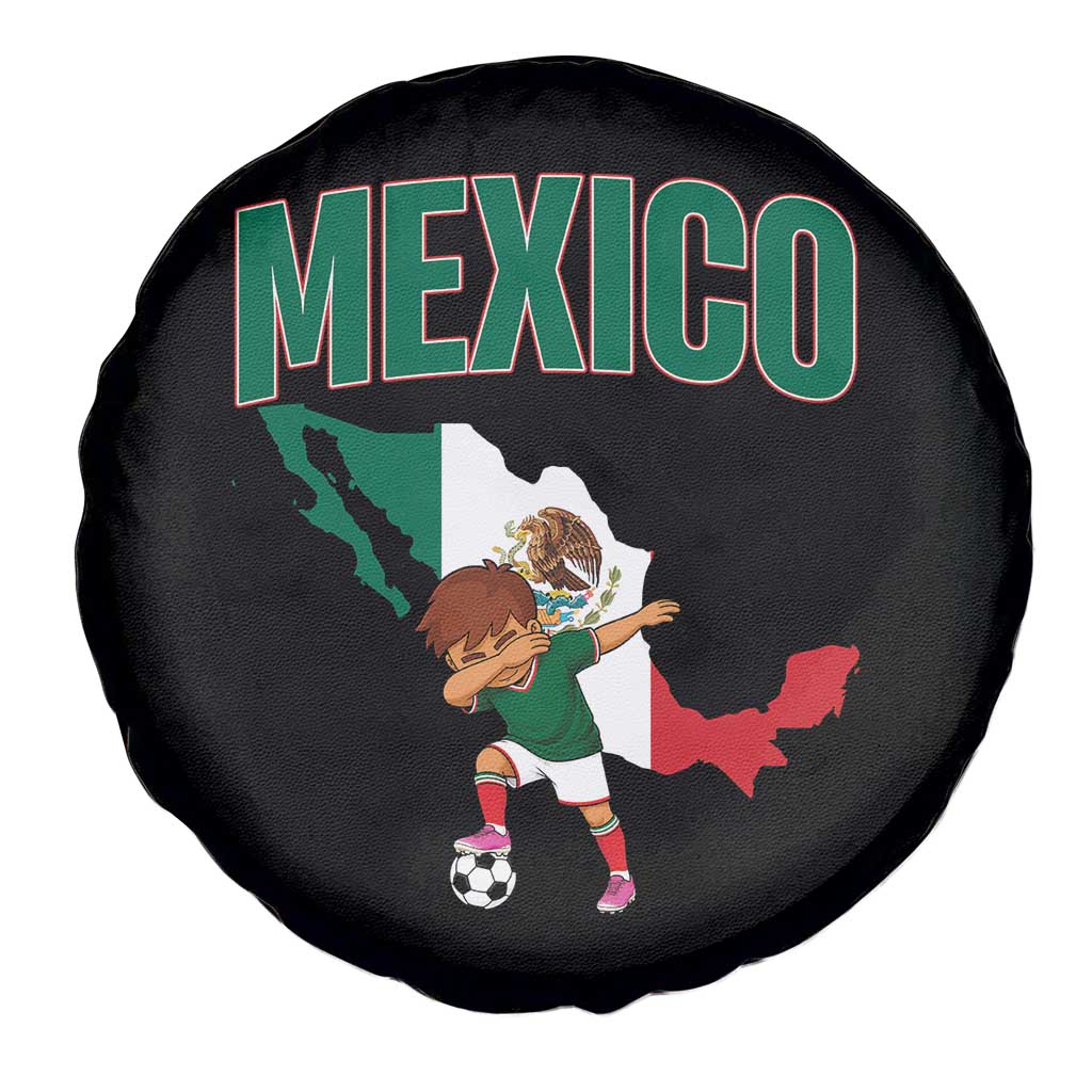 Mexico Soccer Boy Dabbing Boy Mexican Flag Map Spare Tire Cover