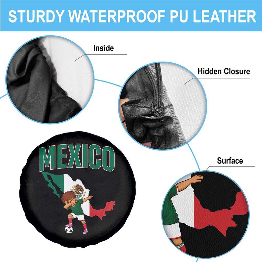 Mexico Soccer Boy Dabbing Boy Mexican Flag Map Spare Tire Cover