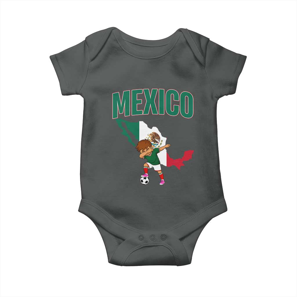 Mexico Soccer Boy Dabbing Boy Mexican Flag Map Baby Onesie