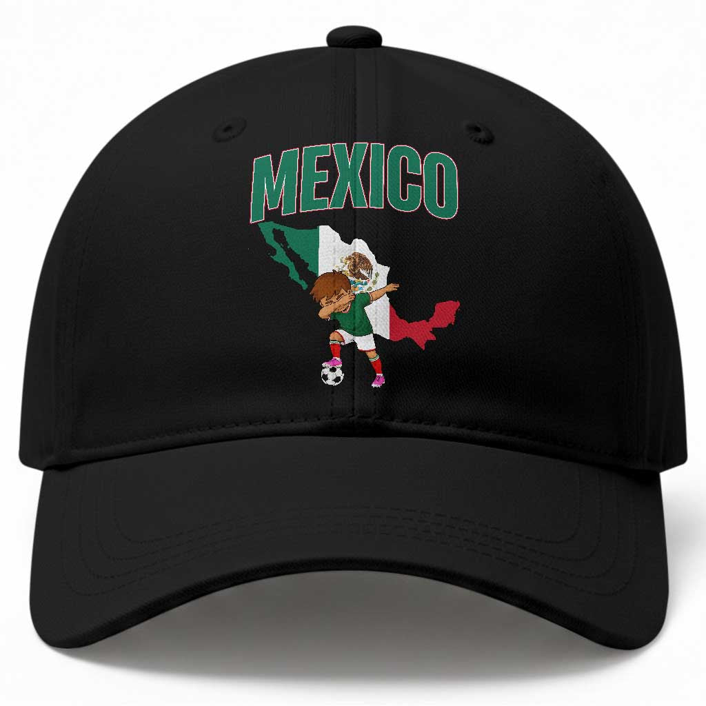 Mexico Soccer Boy Dabbing Boy Mexican Flag Map Baseball Cap