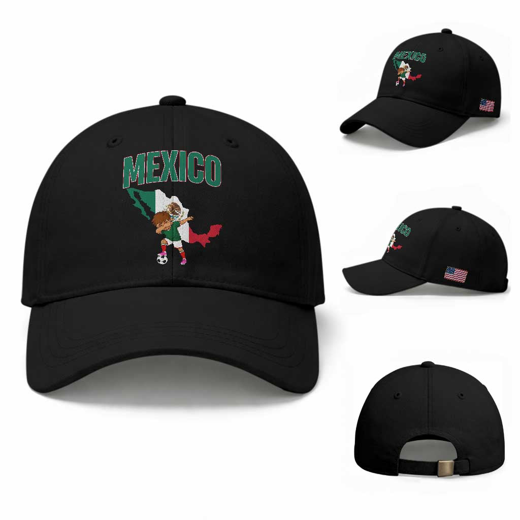 Mexico Soccer Boy Dabbing Boy Mexican Flag Map Baseball Cap