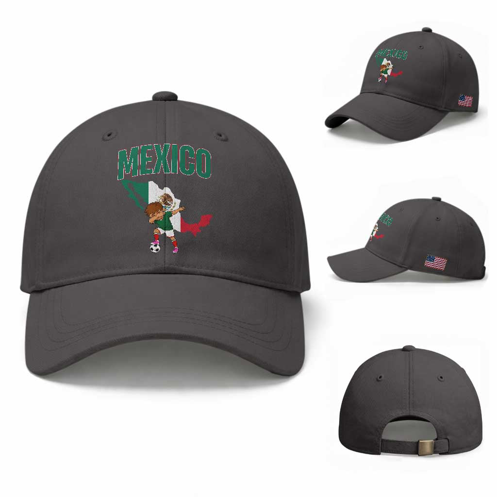 Mexico Soccer Boy Dabbing Boy Mexican Flag Map Baseball Cap