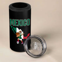 Mexico Soccer Boy Dabbing Boy Mexican Flag Map 4 in 1 Can Cooler Tumbler