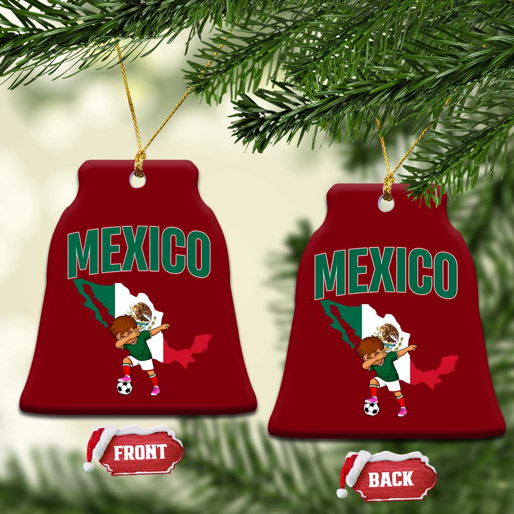 Mexico Soccer Boy Dabbing Boy Mexican Flag Map Ceramic Ornament