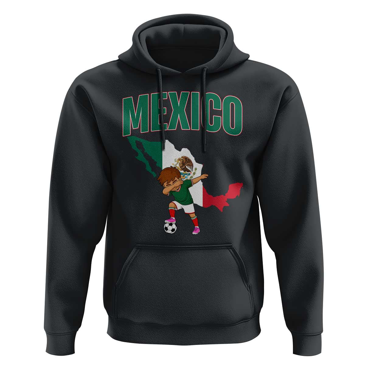 Mexico Soccer Boy Dabbing Boy Mexican Flag Map Hoodie