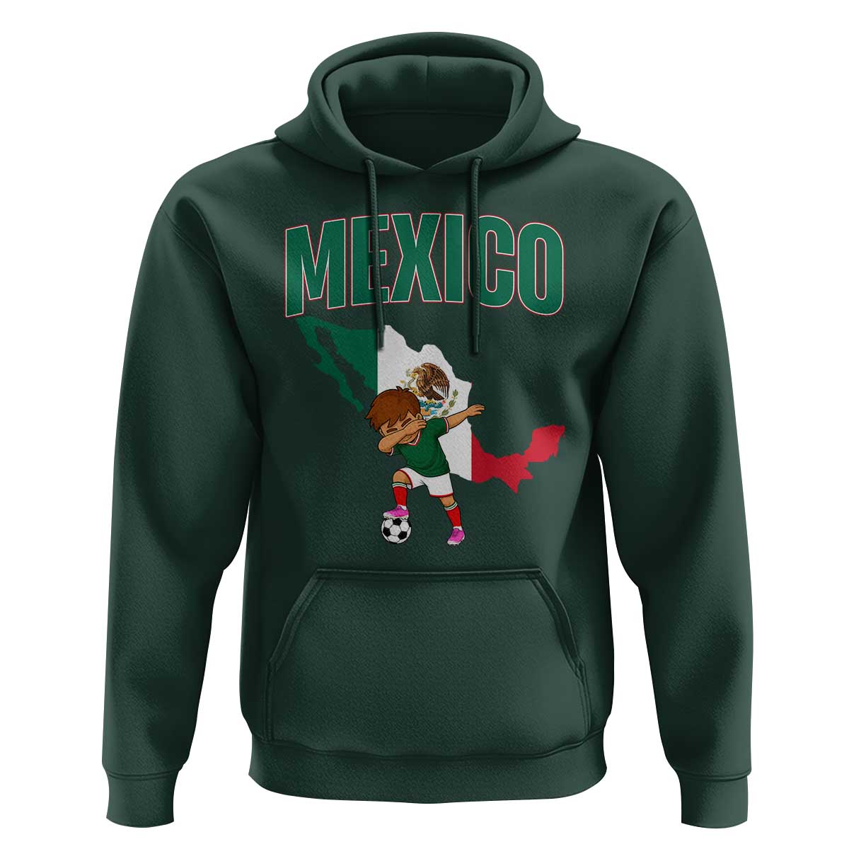 Mexico Soccer Boy Dabbing Boy Mexican Flag Map Hoodie