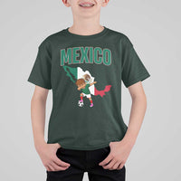 Mexico Soccer Boy Dabbing Boy Mexican Flag Map T Shirt For Kid