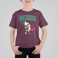 Mexico Soccer Boy Dabbing Boy Mexican Flag Map T Shirt For Kid