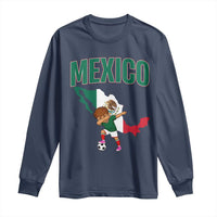 Mexico Soccer Boy Dabbing Boy Mexican Flag Map Long Sleeve Shirt