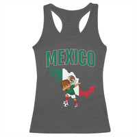 Mexico Soccer Boy Dabbing Boy Mexican Flag Map Racerback Tank Top
