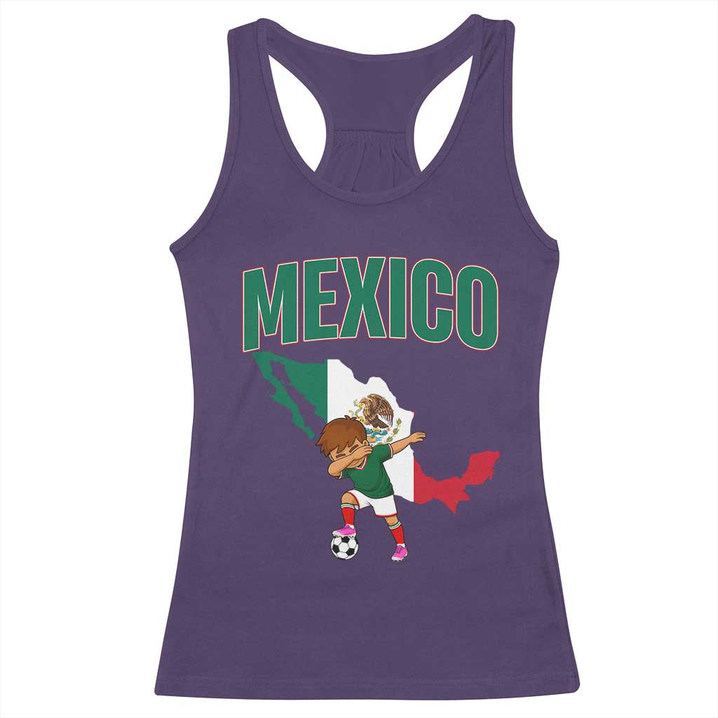 Mexico Soccer Boy Dabbing Boy Mexican Flag Map Racerback Tank Top