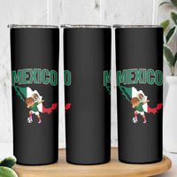 Mexico Soccer Boy Dabbing Boy Mexican Flag Map Skinny Tumbler