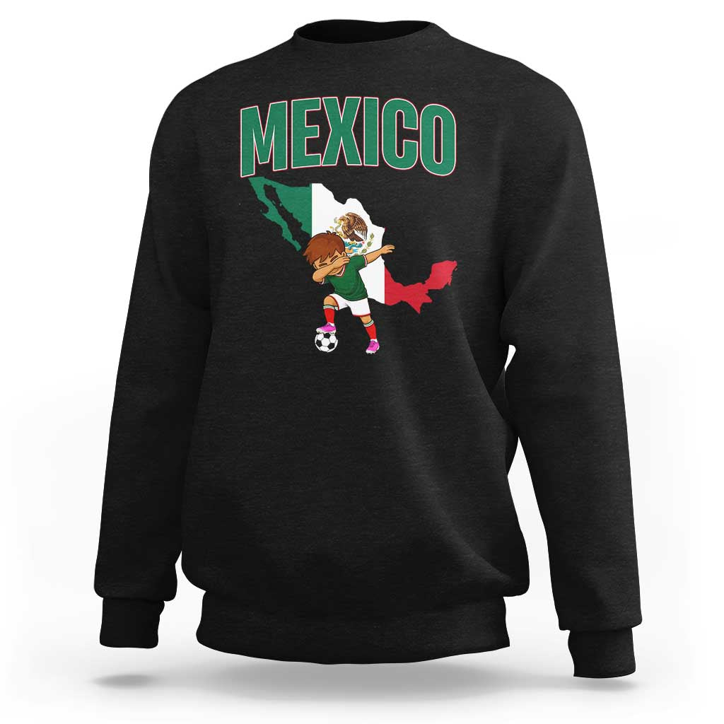 Mexico Soccer Boy Dabbing Boy Mexican Flag Map Sweatshirt