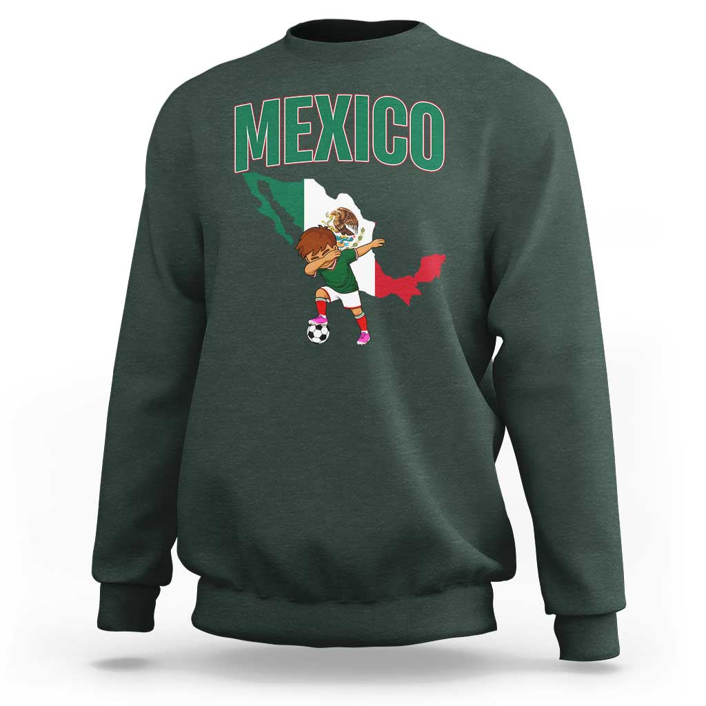 Mexico Soccer Boy Dabbing Boy Mexican Flag Map Sweatshirt