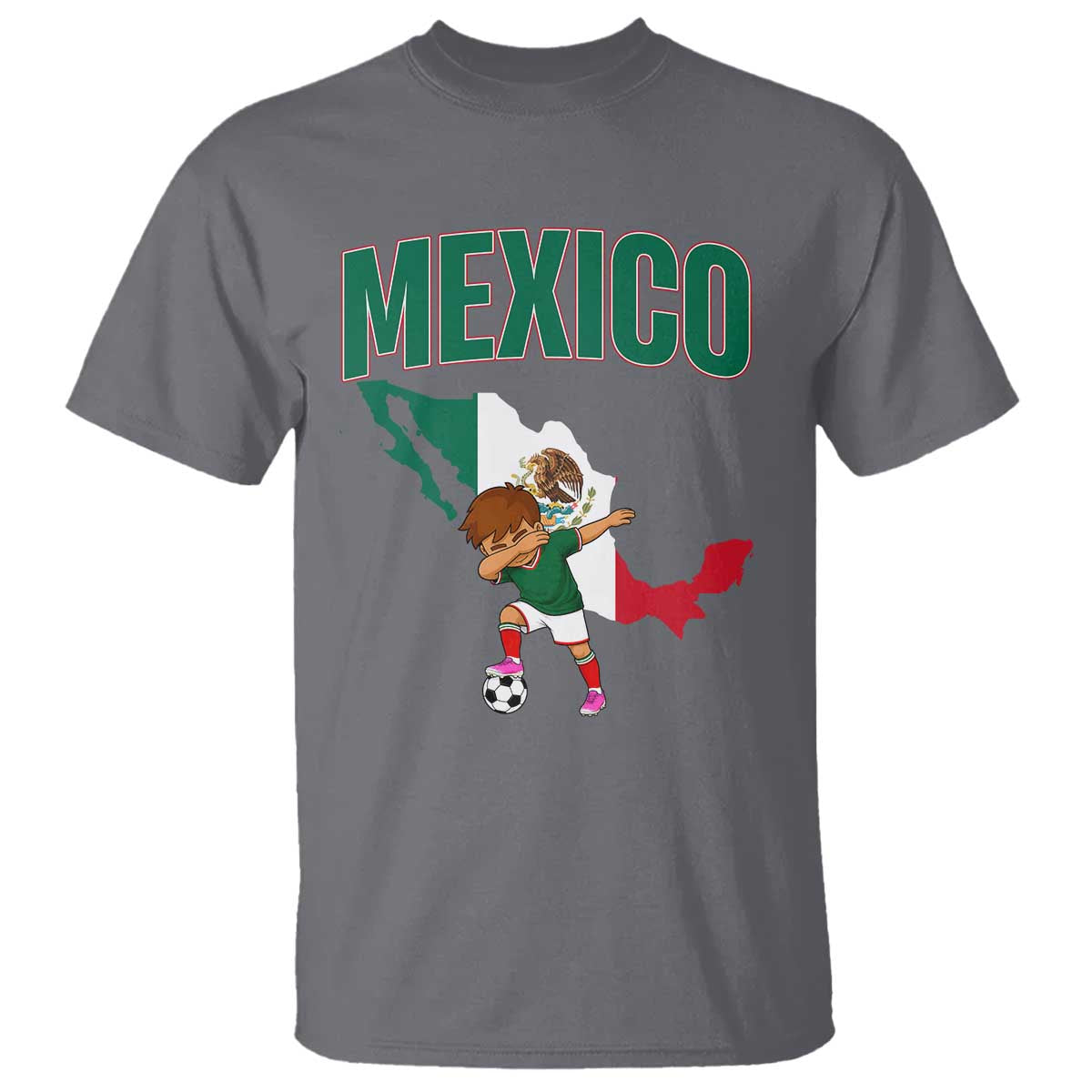 Mexico Soccer Boy Dabbing Boy Mexican Flag Map T Shirt