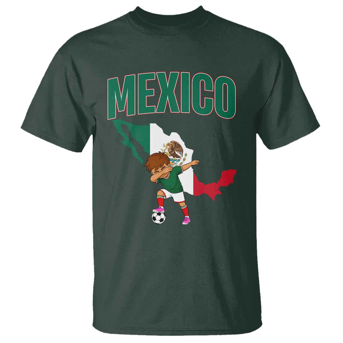 Mexico Soccer Boy Dabbing Boy Mexican Flag Map T Shirt