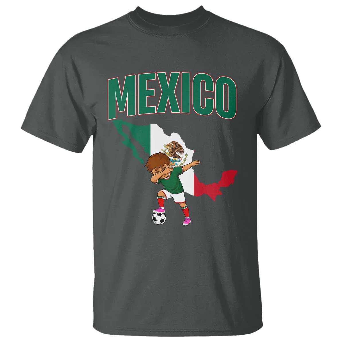 Mexico Soccer Boy Dabbing Boy Mexican Flag Map T Shirt