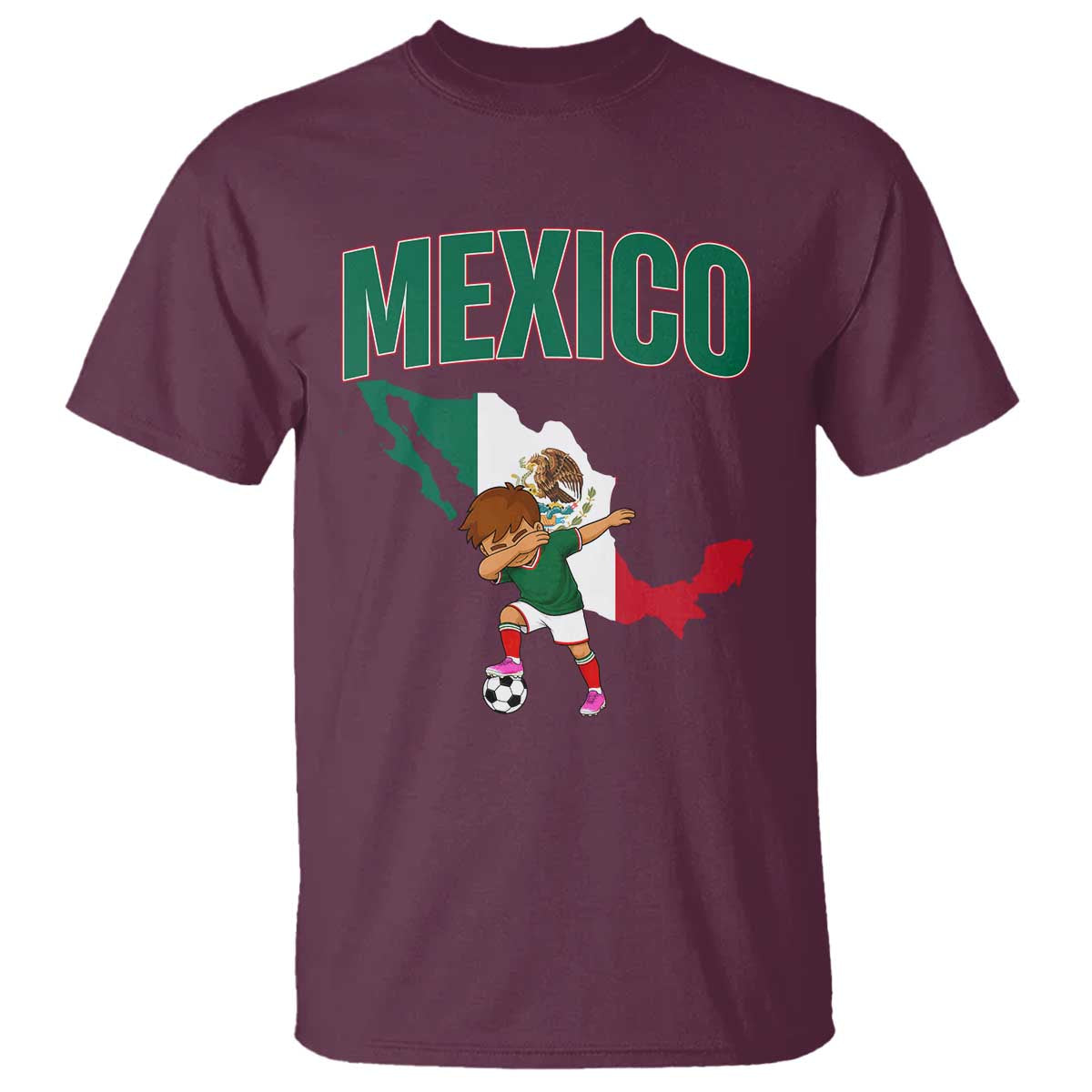 Mexico Soccer Boy Dabbing Boy Mexican Flag Map T Shirt